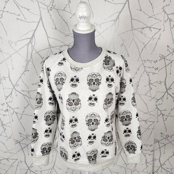 LA Soul Artsy Skull Print Crewneck Sweatshirt - Picture 1 of 6